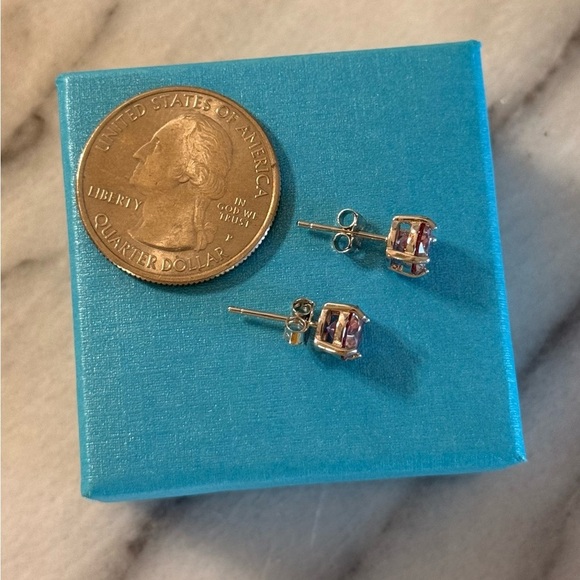 Women’s Fashion Pierced Earrings 1ct Moissanite Pink 18k Plated 6.5 MM GRA Inc - Picture 11 of 12